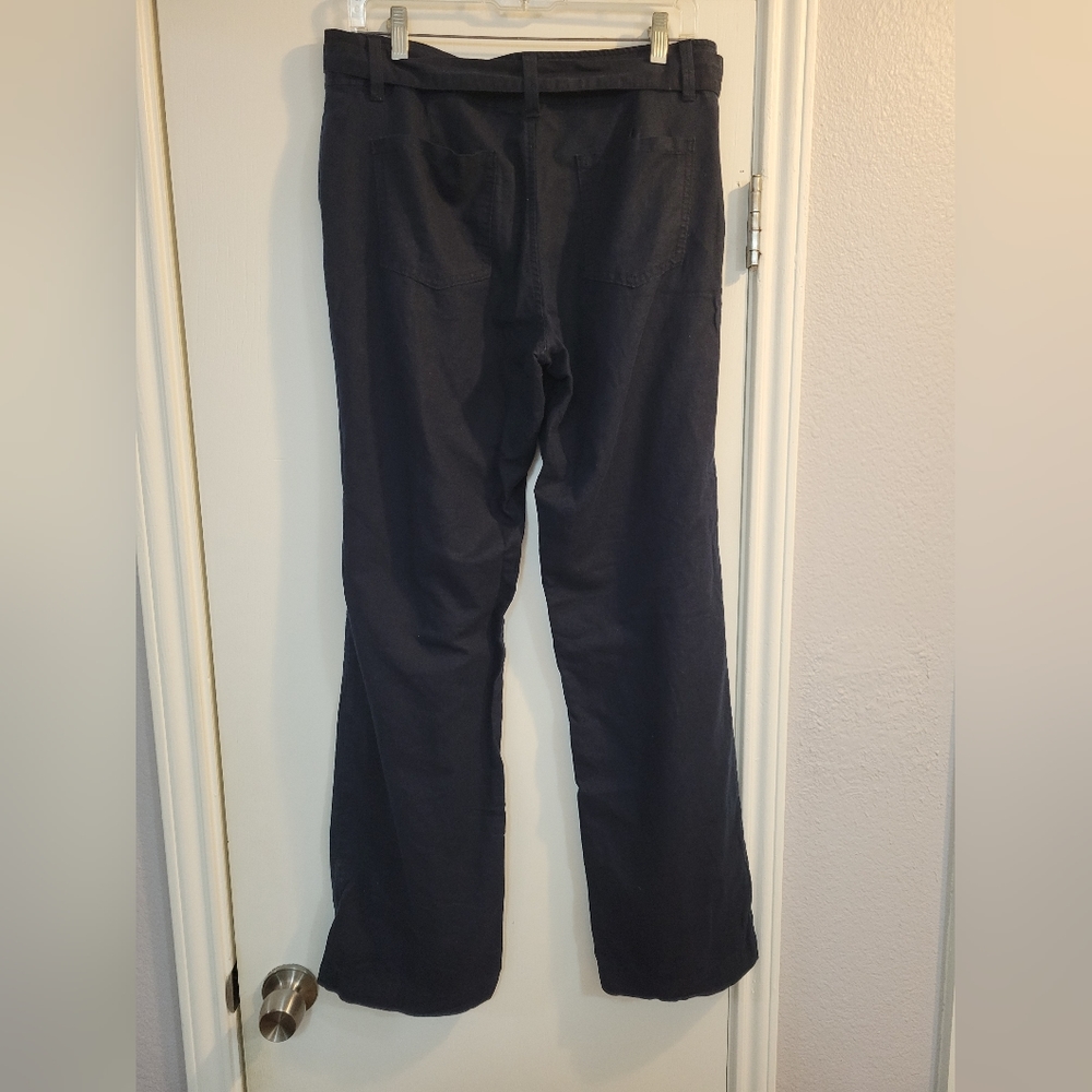 Linen Cotton Blend Pants Tie Waist Navy Sz10 - Picture 2 of 5